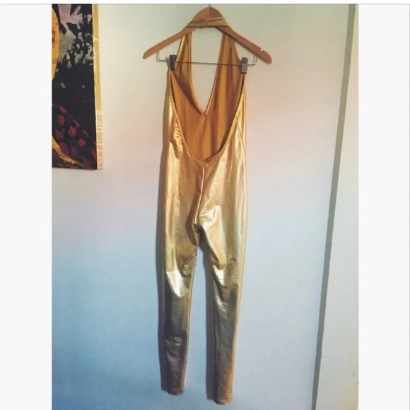 American Apparel Gold Lamé Catsuit M - Picture 9 of 15